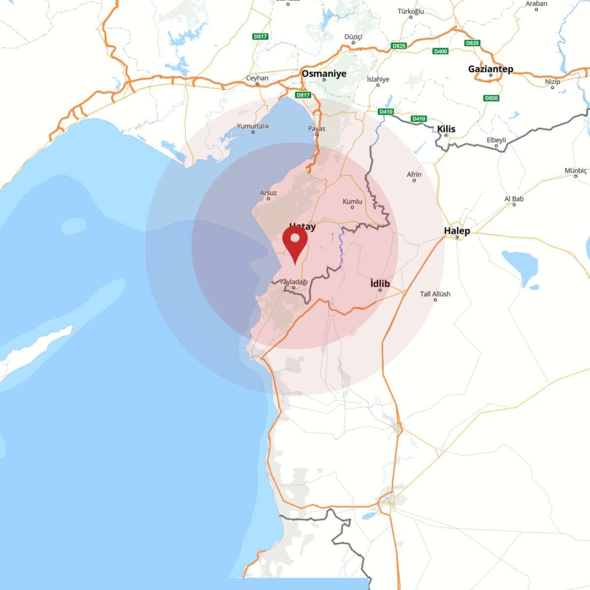 HATAY Bölgesinde Hafif Şiddetli 2.7 Büyüklüğünde Deprem Meydana Geldi