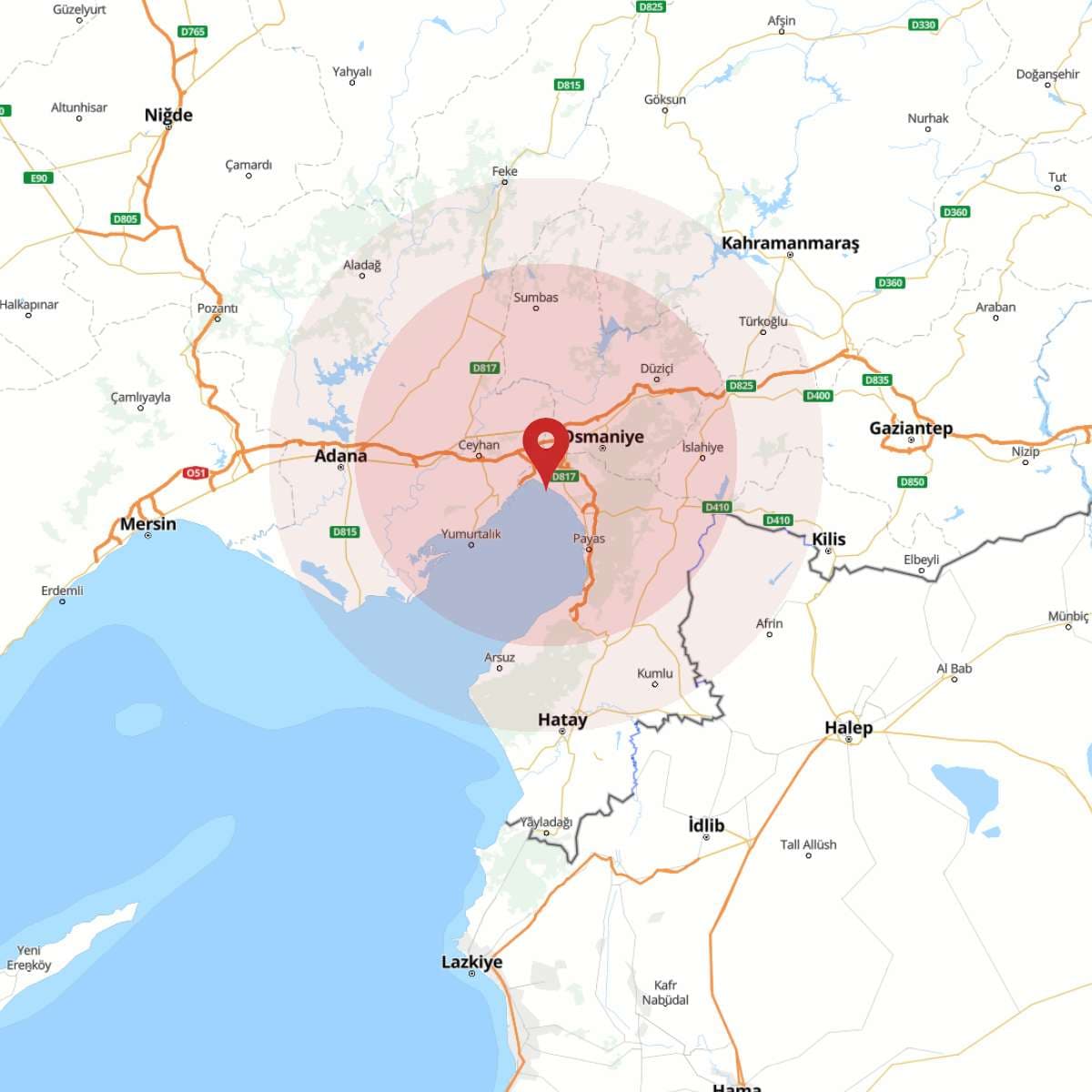 OSMANIYE Bölgesinde Hafif Şiddetli 2.7 Büyüklüğünde Deprem Meydana Geldi