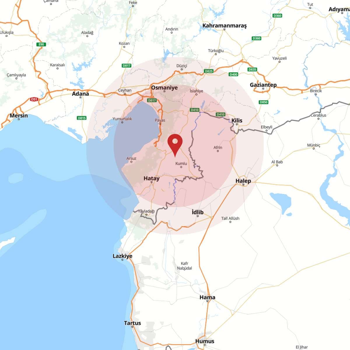 HATAY Bölgesinde Hafif Şiddetli 2.9 Büyüklüğünde Deprem Meydana Geldi