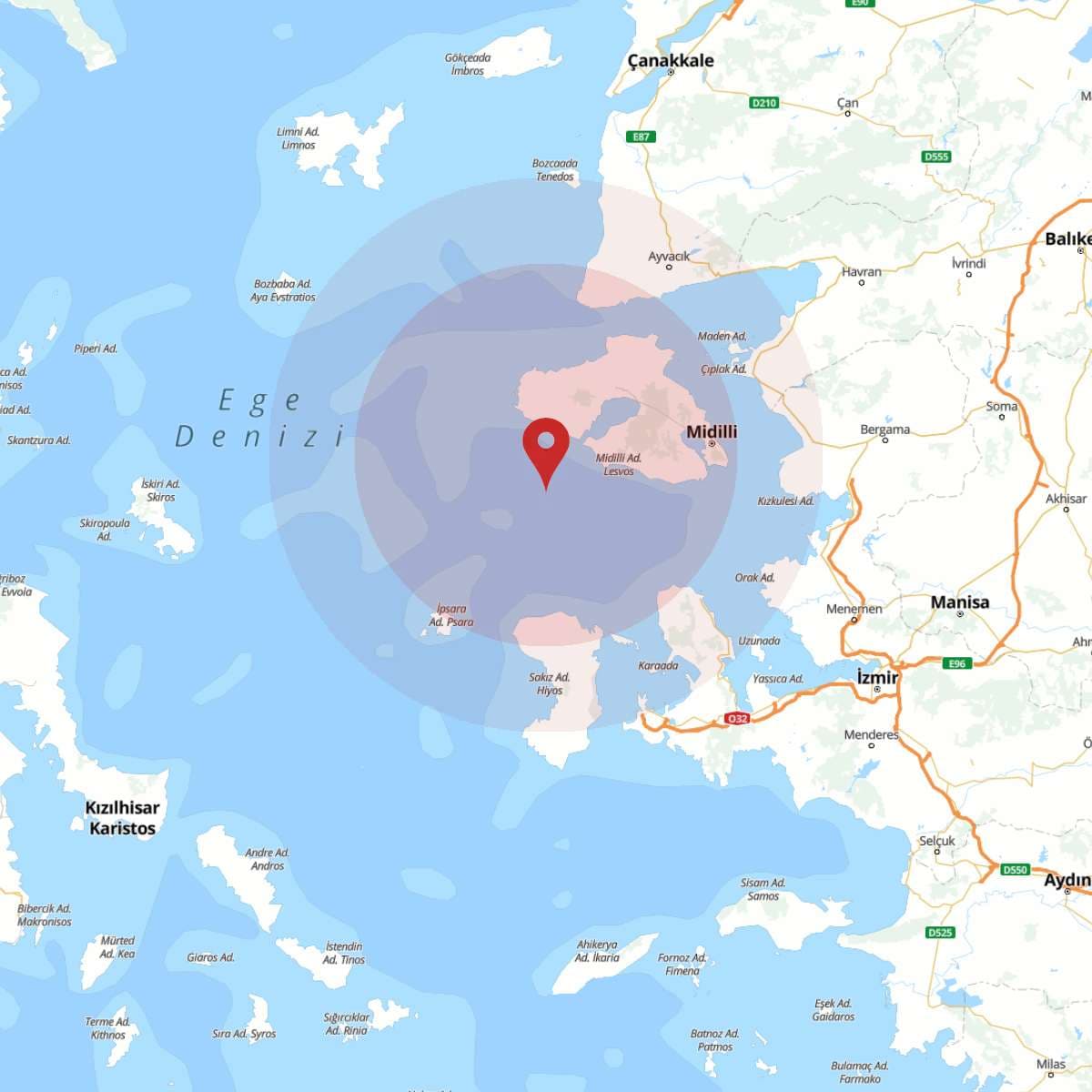 EGE DENIZI Bölgesinde Hafif Şiddetli 2.6 Büyüklüğünde Deprem Meydana Geldi