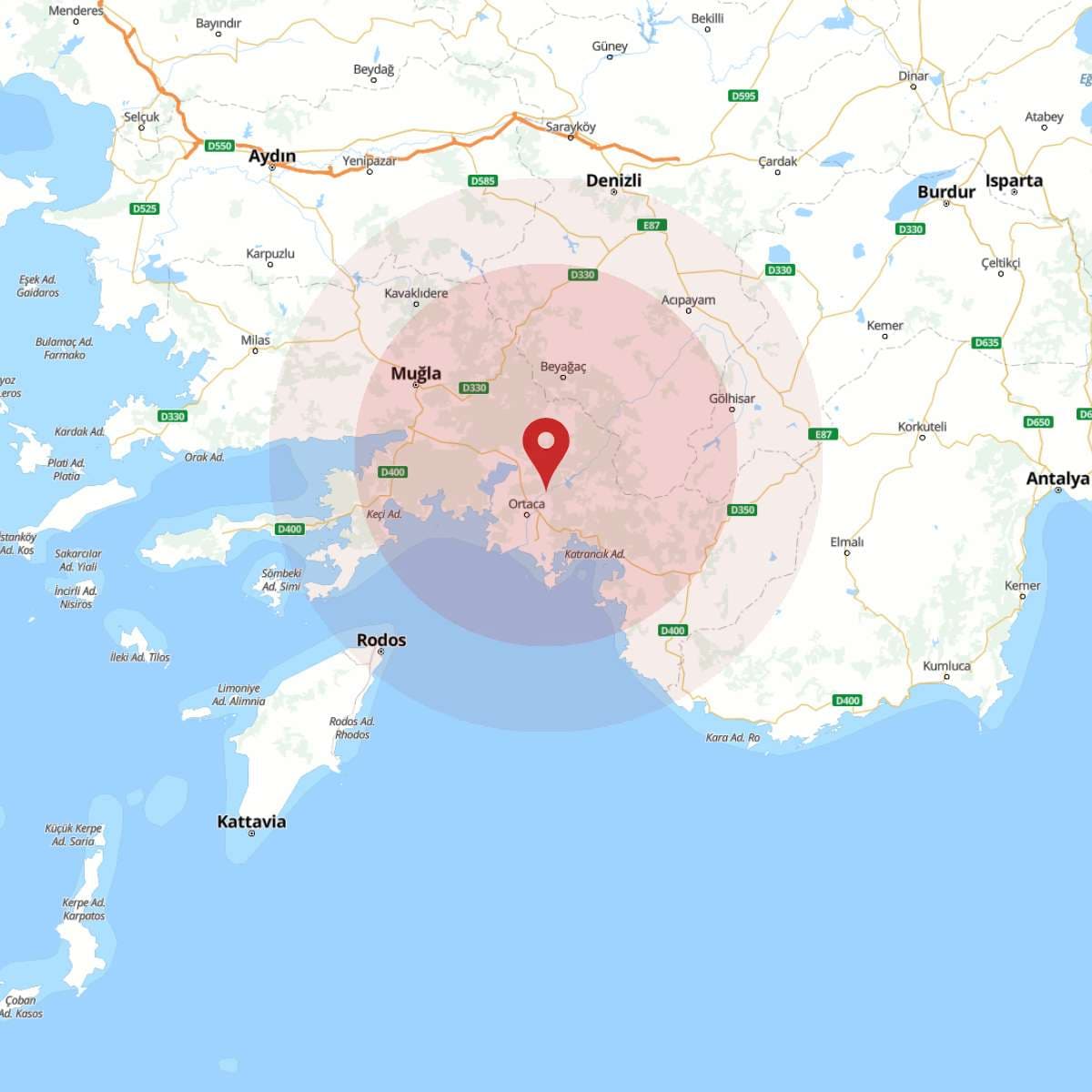 MUGLA Bölgesinde Hafif Şiddetli 2.5 Büyüklüğünde Deprem Meydana Geldi